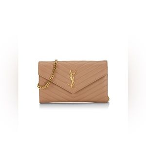 Yves Saint Laurent  Medium monogram Matelasse leather wallet on chain